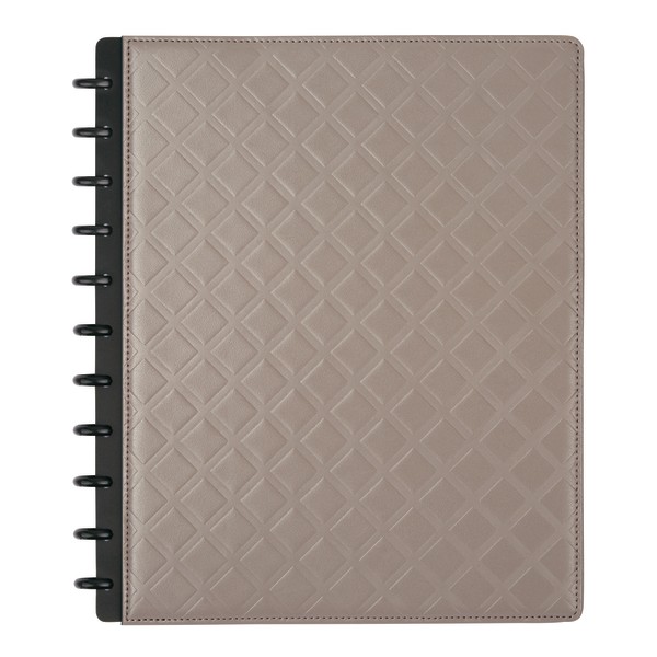 TUL Discbound Notebook, Letter Size, Embossed Leather Cover, Narrow Ruled, 120 Pages (60 Sheets), Gray
