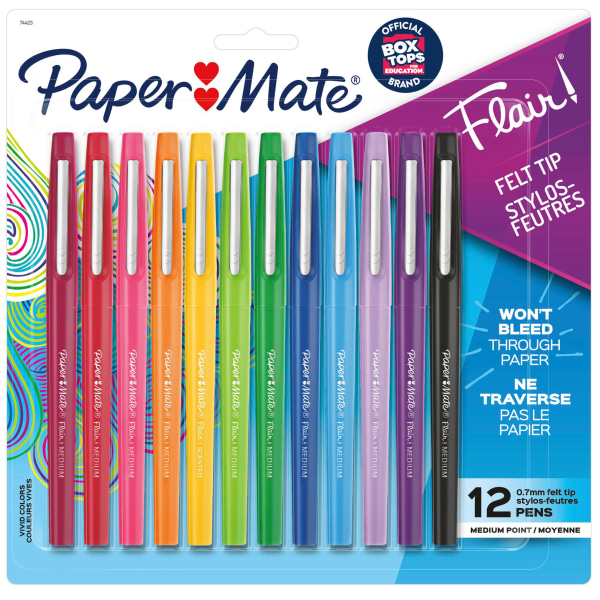 Paper Mate Flair Felt Tip Pen Set  0.7mm  12 Count