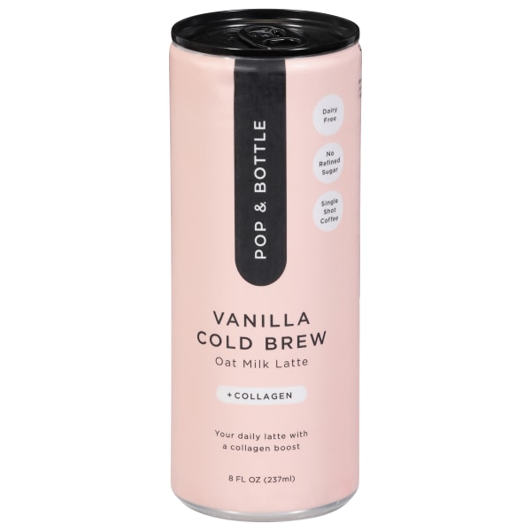 Pop & Bottle Oat Milk Lattes, Vanilla, 8 Oz, Total Qty 12