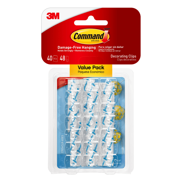 Command Light Clips Value Pack  Clear  Hang Lights  40 Clips and 48 Strips  Holiday Decorating