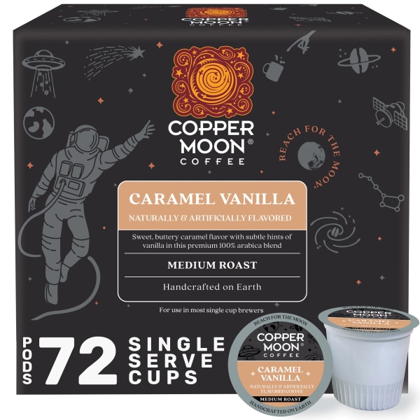 Copper Moon Single-Serve Coffee Pods for Keurig K-Cup Brewers, Medium Roast, Caramel Vanilla Blend, 72 Count -  292147-CASE