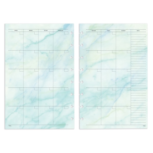 TUL Discbound Undated Weekly/Monthly Refill Pages, Junior Size, 68 Sheets, Marble