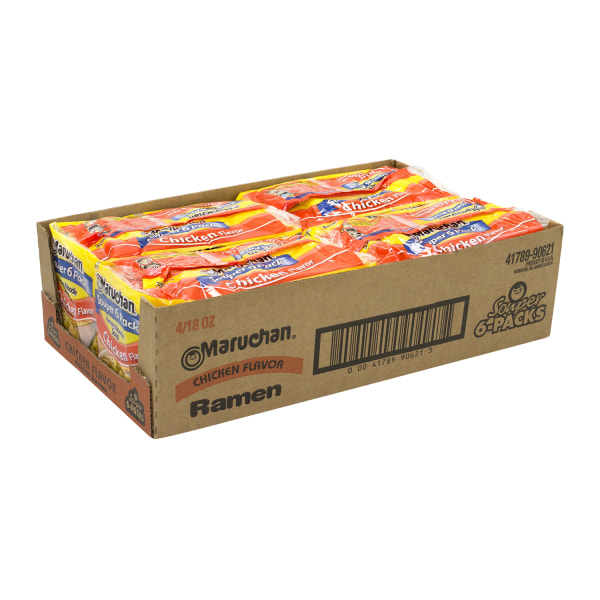 Maruchan Chicken Flavor Ramen Noodle Soup, 6 Bags Per Pack, Case Of 4 Packs -  90627
