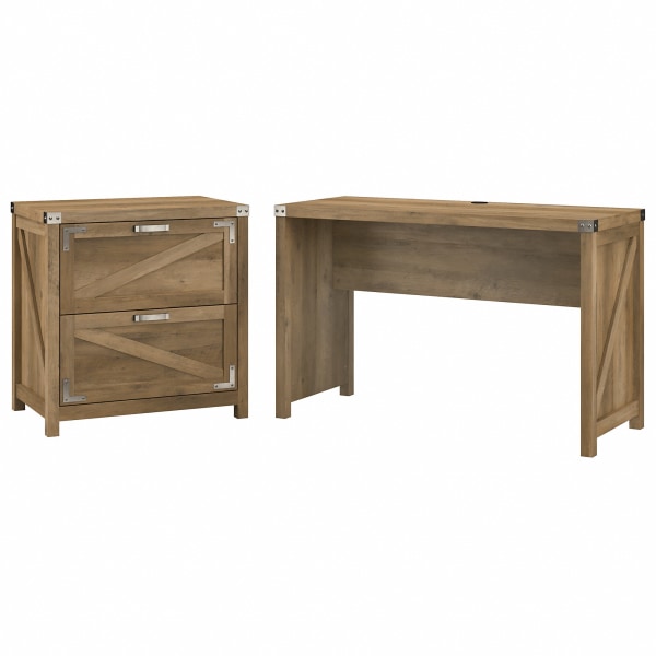 Get The Kathy Ireland Home By Bush Furniture Cottage Grove 48 W Farmhouse Writing Desk With 2 Drawer Lateral File Cabinet Reclaimed Pine Standard Delivery From Office Depot And Officemax Now Accuweather Shop