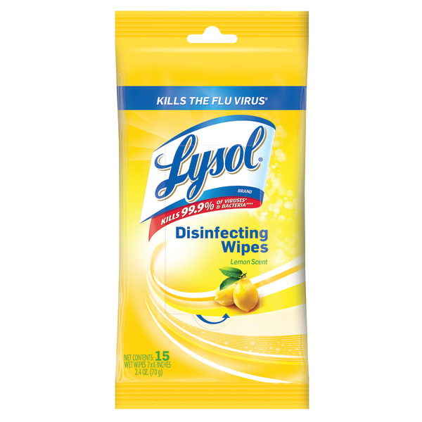 UPC 019200930437 product image for Lysol� Disinfecting Wipes, Lemon, Pack of 15 Wipes | upcitemdb.com