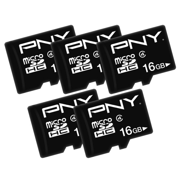 PNY Performance Class 4 microSDHC Flash Memory Cards 16GB Pack Of 5 Memory Cards