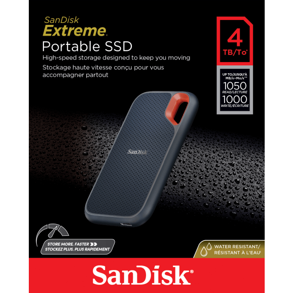 UPC 619659184704 product image for SanDisk Extreme® Portable SSD, 4TB, Black | upcitemdb.com