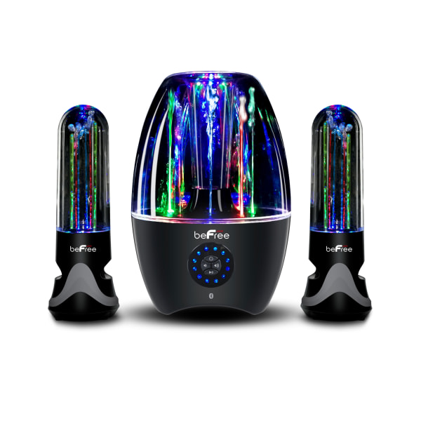 LED Dancing Water 2.1-Channel Bluetooth® Multimedia Sound System, 7.5""H x 10.5""W x 13.5""D, Black - BeFree Sound 995102699M