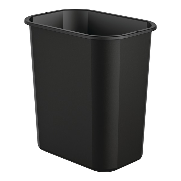 Desk-Side Rectangular Resin Trash Cans, 3 Gallons, Black, Pack Of 12