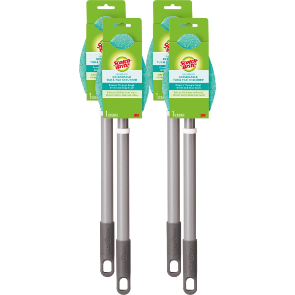 3M Bath Scrubber - 24 Handle Length - Plastic Handle - 4 / Carton
