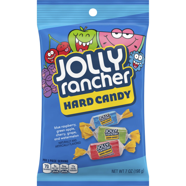 Jolly Rancher Hard Candy  Green Apple Blue Raspberry Cherry Watermelon Grape  Individually Wrapped Trans Fat Free  7 oz  12  Carton