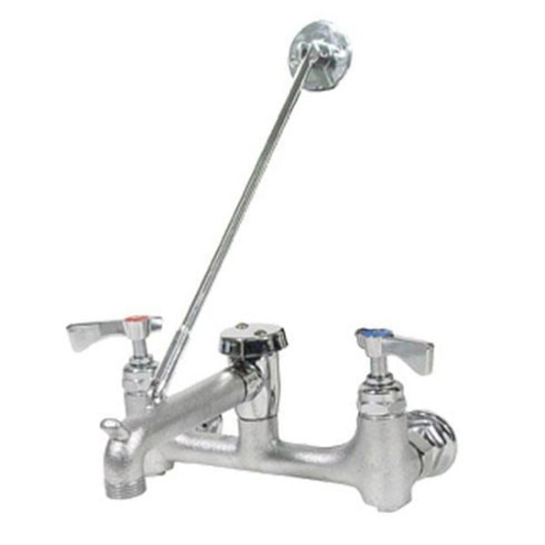 T&S Brass Service Sink Faucet With Wall Bracket, 8 Centers, Chrome