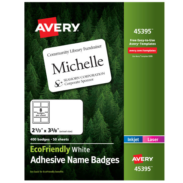 UPC 072782453954 product image for Avery® EcoFriendly 100% Recycled Name Badges, 2 1/3