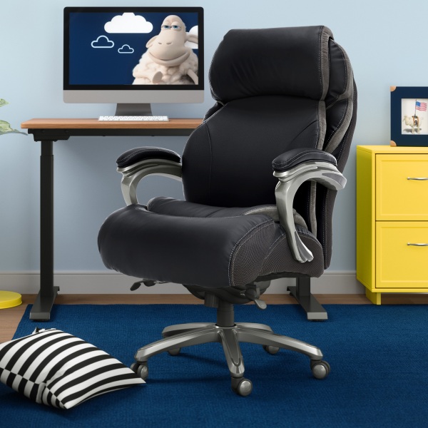 serta bonded leather big & tall office chair with air technology  black