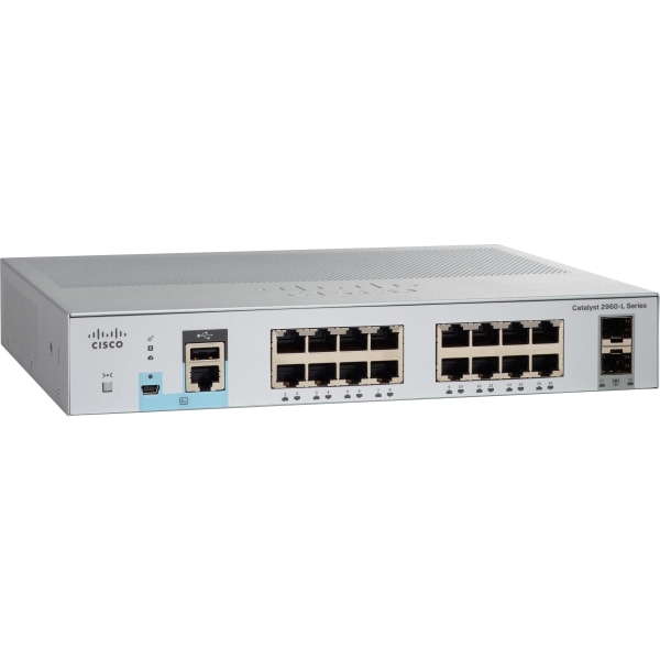 Catalyst  Ethernet Switch - 16 Ports - Manageable - Gigabit Ethernet - 1000Base-X, 10/100/1000Base-TX - 4 Layer Supported - Mod - Cisco WS-C2960L-16TS-LL