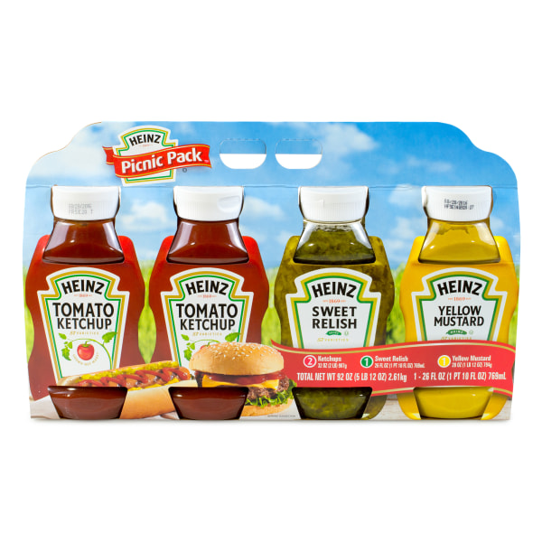 UPC 013000009836 product image for Heinz Condiment Picnic Pack, 26 Oz, Pack Of 4 Bottles | upcitemdb.com