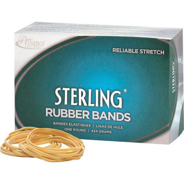 Alliance Rubber 24335 Sterling Rubber Bands Size #33  1 lb Box Contains Approx. 850 Bands (3 1/2  x 1/8   Natural Crepe)