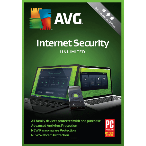 AVG Technologies Avast AVG Internet Security 2019 Unlimited, For PC/Mac , Product Key