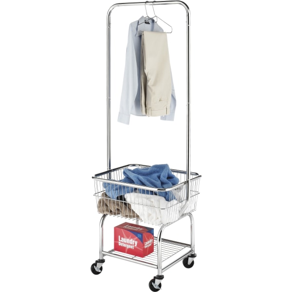 Whitmor Utility Cart - 250 lb Capacity - 4 Casters - Steel - 13.3 Length x  22.5 Width x 33.5 Height - Chrome - 1 Pack - Zerbee