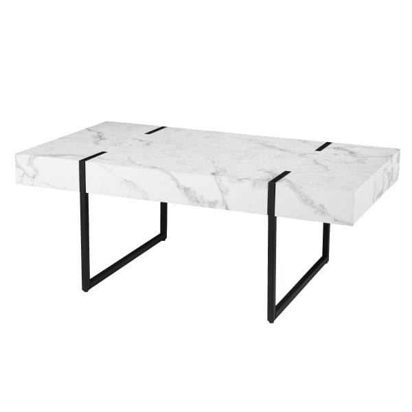 43.25  White and Black Unique Rangley Modern Faux Spacious Cocktail Table