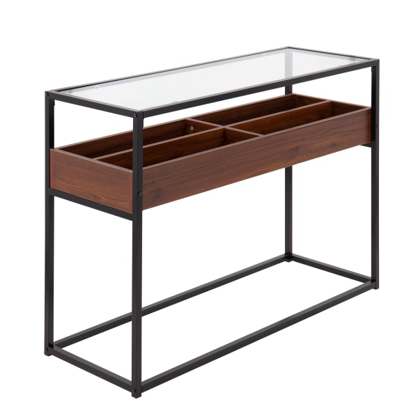 LumiSource Display Contemporary Console Table, 31-1/2""H x 43-1/4""W x 16""D, Black/Walnut/Clear -  TBC-DISPLAY BKWL