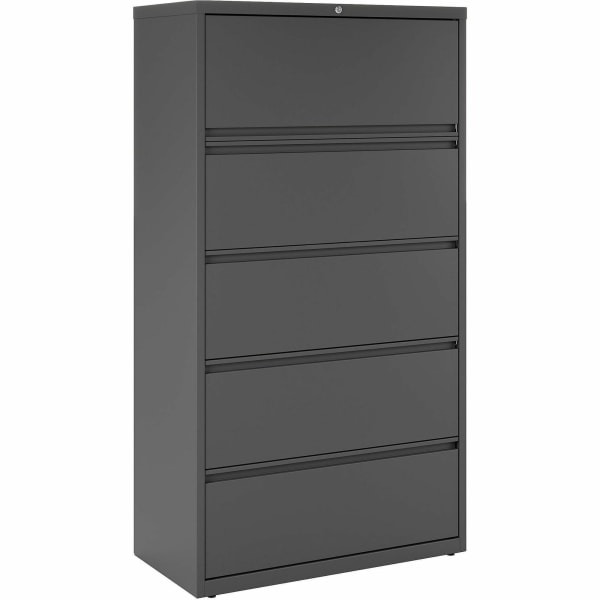 Lorell® 36"W x 18-5/8"D Lateral 5-Drawer File Cabinet, Charcoal