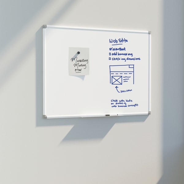 U Brands Magnetic Dry Erase Porcelain Steel Board, 96 X 48, White Aluminum Frame