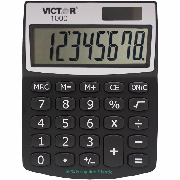 Victor Technology 8-Digit Battery/Solar Powered Basic Calculator (1000) | Quill