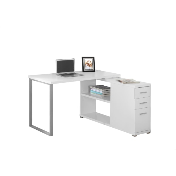 Photos - Other Furniture Monarch Specialties Left or Right Facing Corner Desk With Storage, White I 7133 
