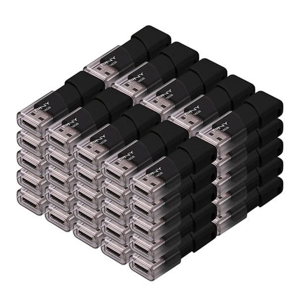 PNY Attache 3 USB Flash Drives16GBBlack Pack of 50 Flash Drives