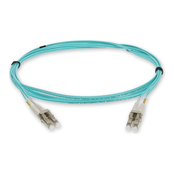 AddOn 2m HP AJ835A Compatible LC (Male) to LC (Male) Aqua OM3 Duplex Fiber OFNR (Riser-Rated) Patch Cable - 100% compatible and guaranteed to work