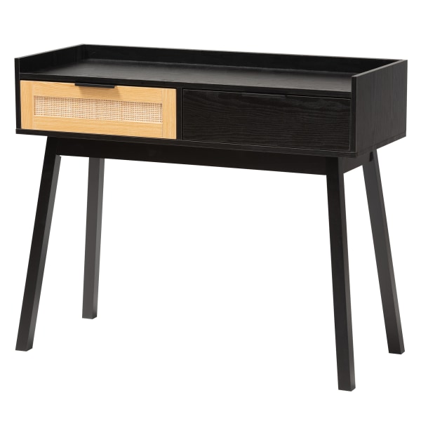 Baxton Studio Kalani Mid-Century Modern 2-Tone Wood 2-Drawer Console Table, 31-3/4""H x 39-7/16""W x 15-3/4""D, Espresso Brown/Natural Brown Finished -  2721-12373