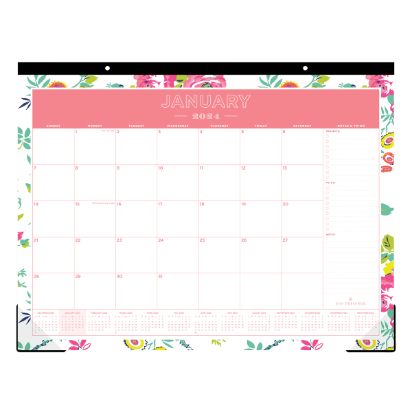 2024 Monthly Desk Pad Calendar  22x17  Day Designer for Blue Sky  Peyton White