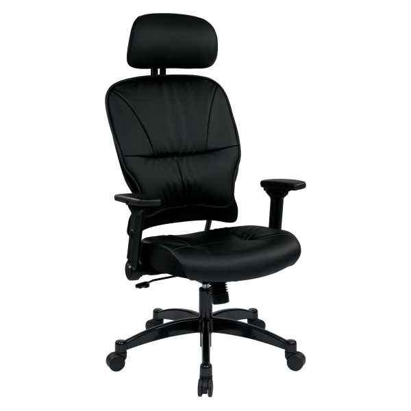 Office Star Space Seating 32 Series Ergonomic Bonded Leather High-Back Managers Chair, Black