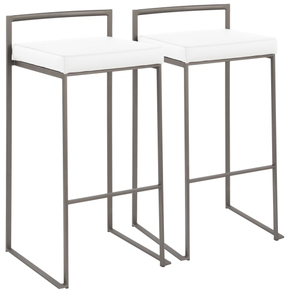 Photos - Chair LumiSource Fuji Stacker Bar Stools, Antique/White, Set Of 2 Stools B30-FUJI AN+W2