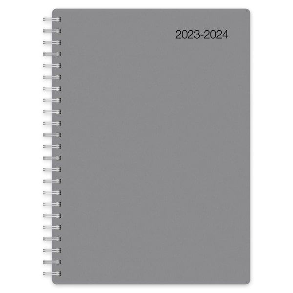 2023-2024 Office Depot® Brand Weekly/Monthly Academic Planner, 5"" x 8"", 30% Recycled, Gray, July 2023 to June 2024 -  ODUS2233-007