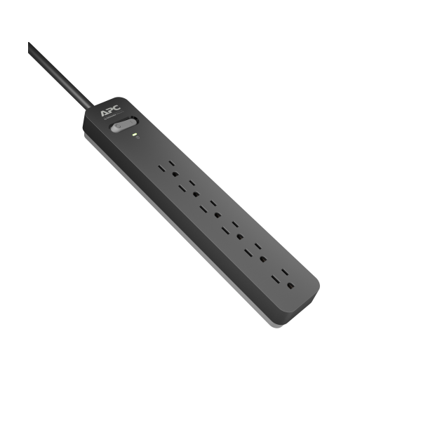 APC� Essential SurgeArrest 6-Outlet Surge Protector, 25' Cord, Black, PE625