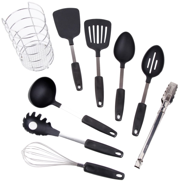 Photos - Other Accessories Gibson Chef's Better Basics 9-Piece Utensil Set With Caddy, Black 