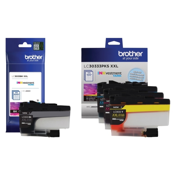 Brother® LC3033 INKvestment Black; Cyan; Magenta; Yellow Super-High-Yield Ink Tanks, Pack Of 4, LC3033SET-OD