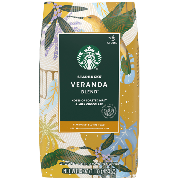 Starbucks Veranda Ground Roast Coffee Premium Blonde 16 oz 1 lb Bag 1 Each