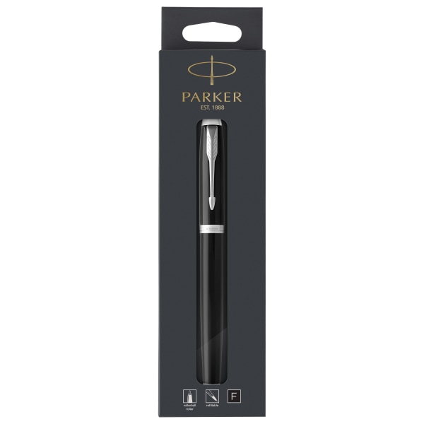 Parker® IM Rollerball Pen, Fine Point, 0.5 mm, Black/Chrome Barrel, Black Ink