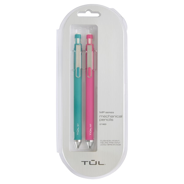 TUL Mechanical Pencils, 0.7 mm, Teal/Pink Barrels, Pack Of 2 Pencils