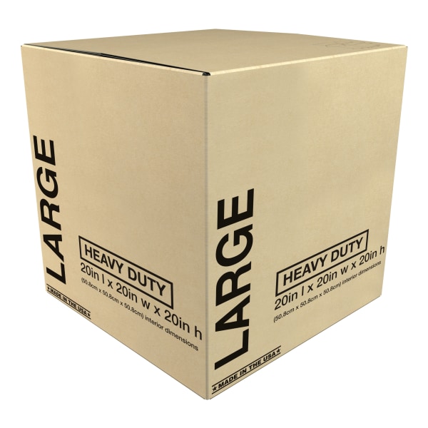 Heavy-Duty Corrugated Moving Box, 20"H x 20"W x 20"D, Kraft
