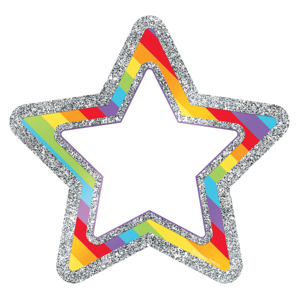 Carson-Dellosa Sparkle And Shine Single Cut-Outs, Rainbow Glitter Stars, 8""H x 6 1/4""W x 1/2""D, Pack Of 36 Cut-Outs -  120246