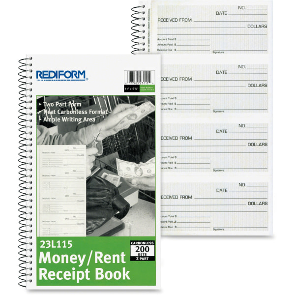 UPC 077925231154 product image for Rediform Money/Rent Unnumbered Receipt Book - 200 Sheet(s) - Wire Bound - 2 Part | upcitemdb.com