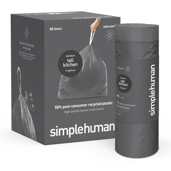 UPC 838810026268 product image for simplehuman Extra Strong Tall Kitchen Bags, 13 Gallon, Gray, 20 Liners Per Roll, | upcitemdb.com