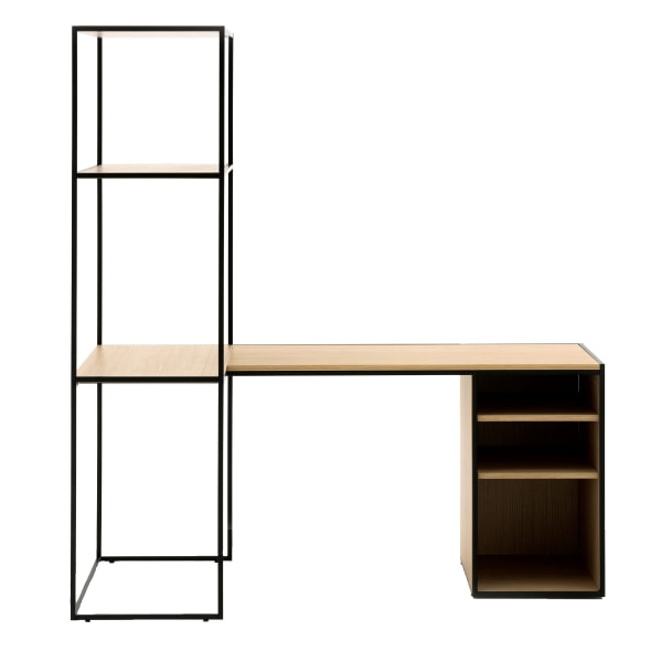 Allermuir Crate 32W Tall Left-Hand L-Shaped Desk, Oak/Black