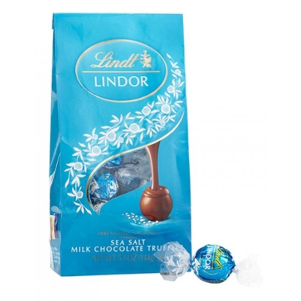 Lindt Lindor Milk Chocolate Sea Salt Truffles, 5.1 Oz, Case Of 3 Bags