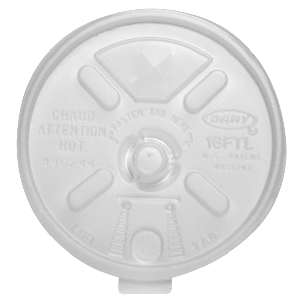 DART Cup Lid: Fits 12 oz Hot & Cold Foam Cups, Dome, Polystyrene, 1,000 Pc, White - White | Part #DCC12JL