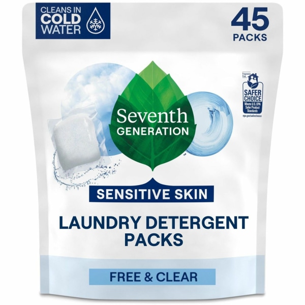 Seventh Generation Free and Clear Laundry Detergent Packs  45 Loads
